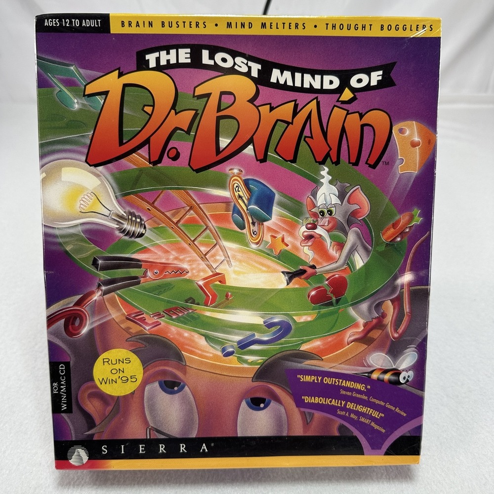 The Lost Mind Of Dr. Brain PC Mac CD-ROM New Sealed Sierra Big Box Game Vintage